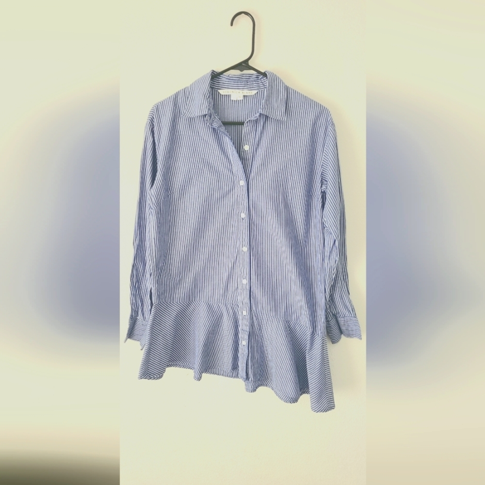 Veronica Beard Gilda Asymmetric hem,  striped blue/white size 0